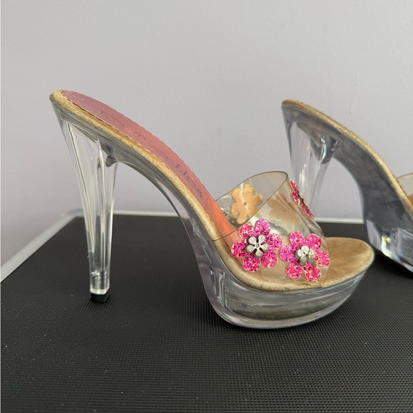 Vintage Victoria secrets two lips stiletto slides size 6 lucite pink sparkle - Picture 11 of 16